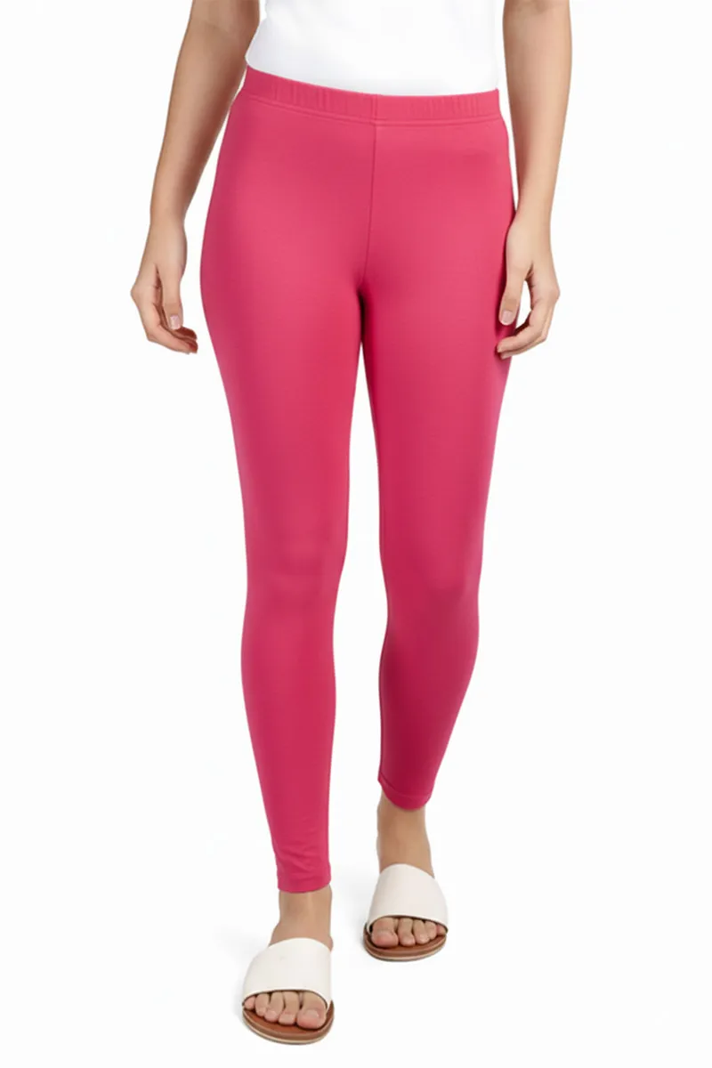 Cotton Stretchable Ankle Length Leggings for Women CLW00521PINXL