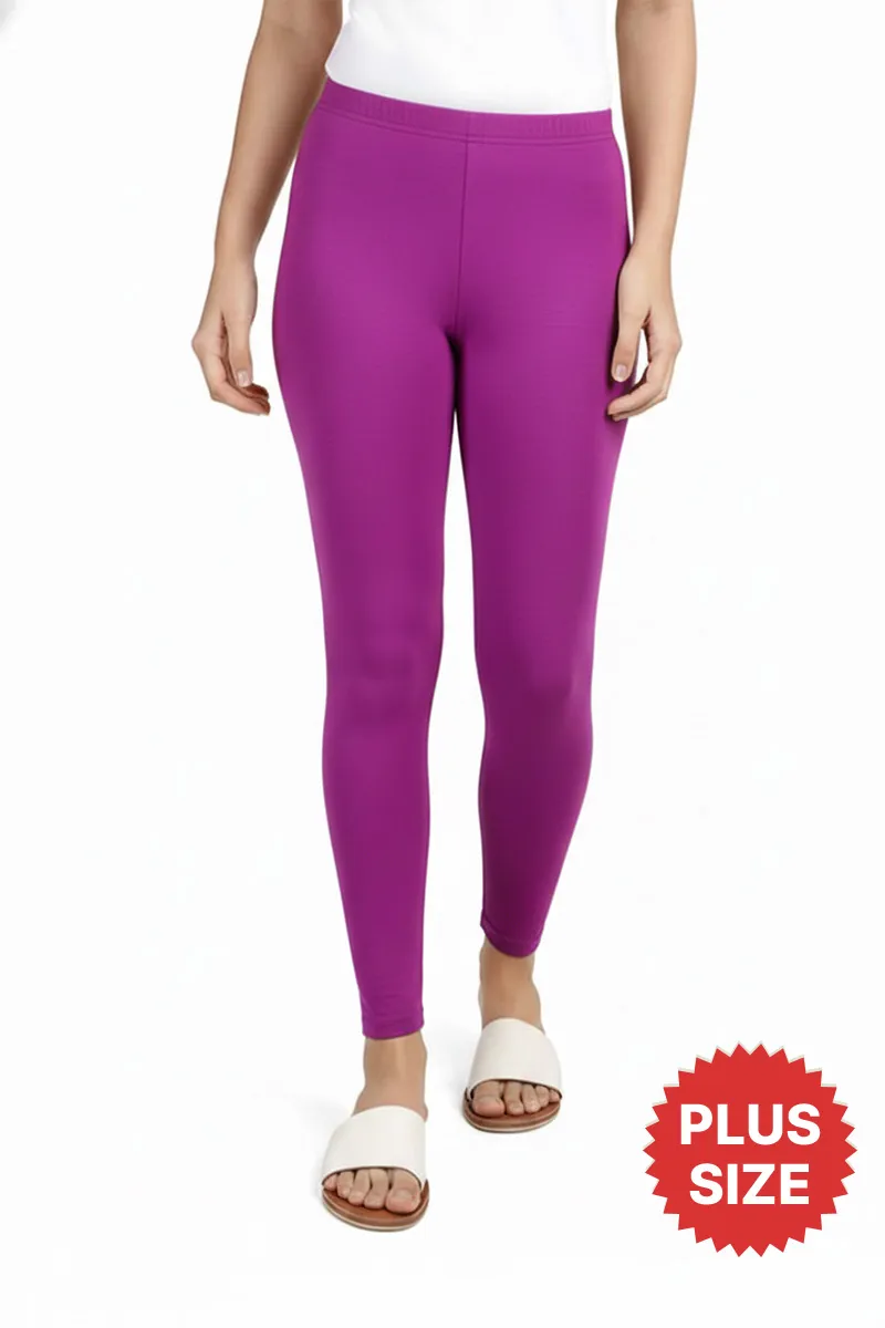 Cotton Stretchable Ankle Length Leggings for Women CLW00521PUR3XL