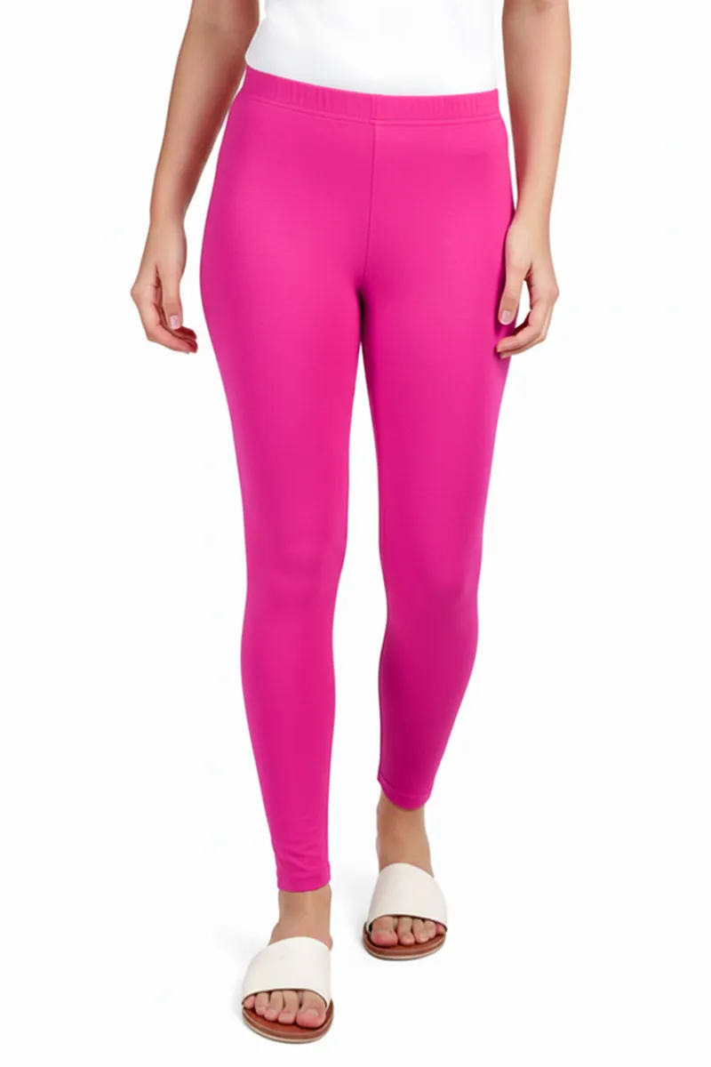 Cotton Stretchable Ankle Length Leggings for Women CLW00521RANPINXL