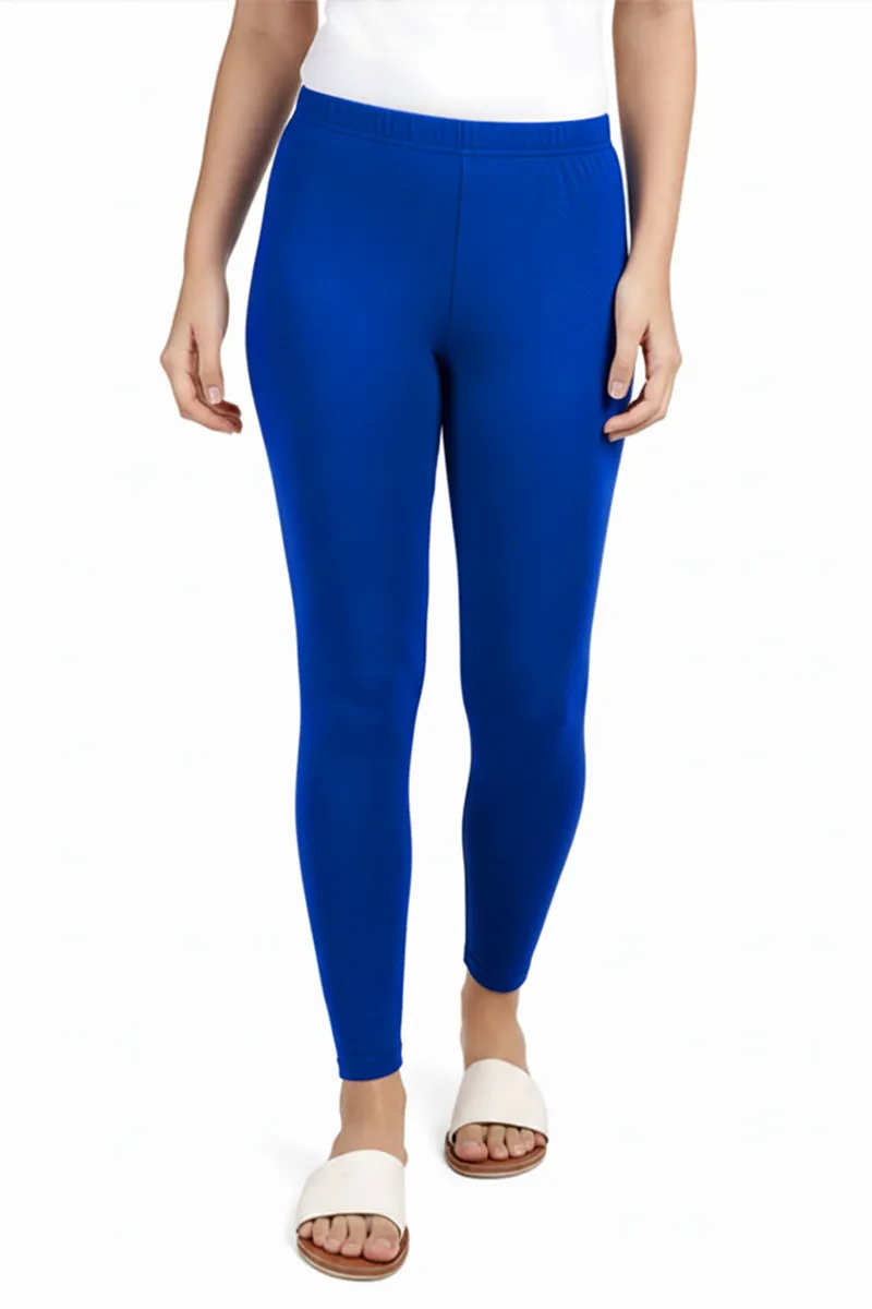 Cotton Stretchable Ankle Length Leggings for Women CLW00521ROYBLUSM