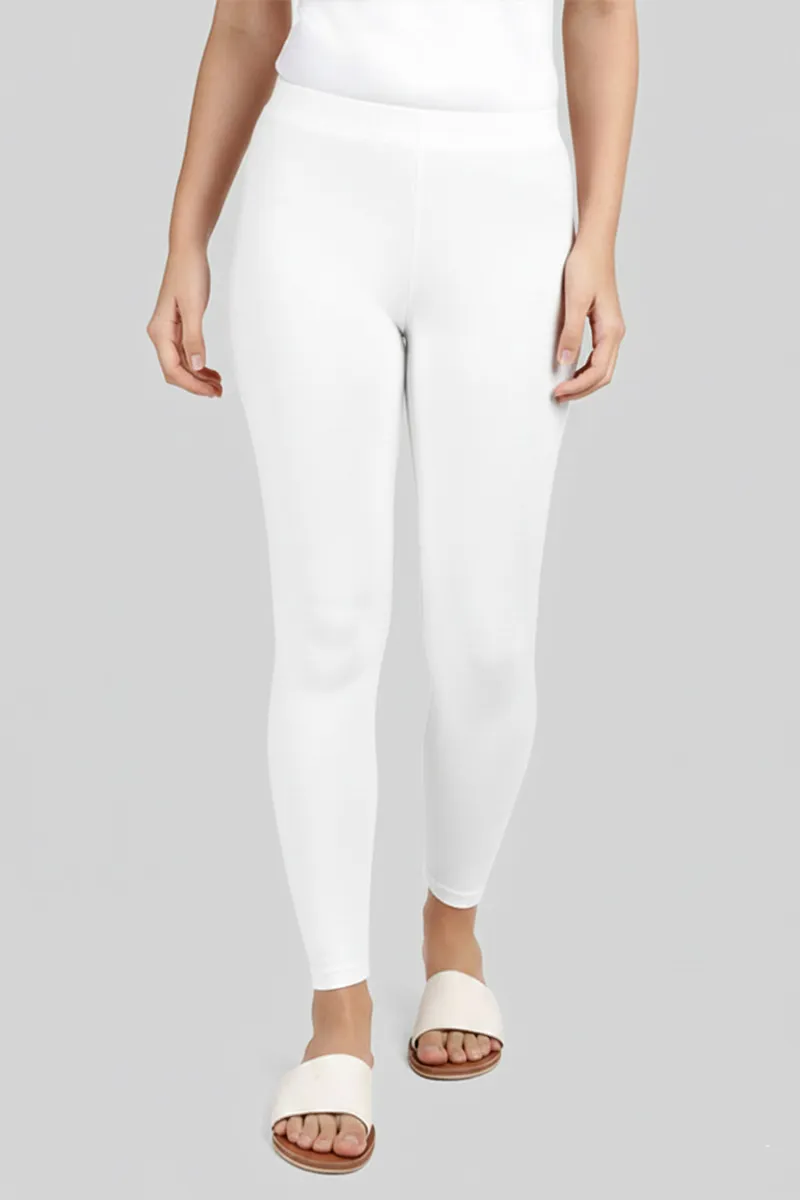 Cotton Stretchable Ankle Length Leggings for Women CLW00521WHIL