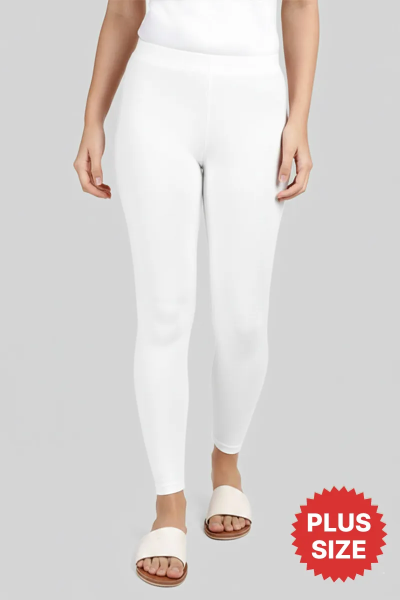 Cotton Stretchable Ankle Length Leggings for Women CLW00521WHI6XL