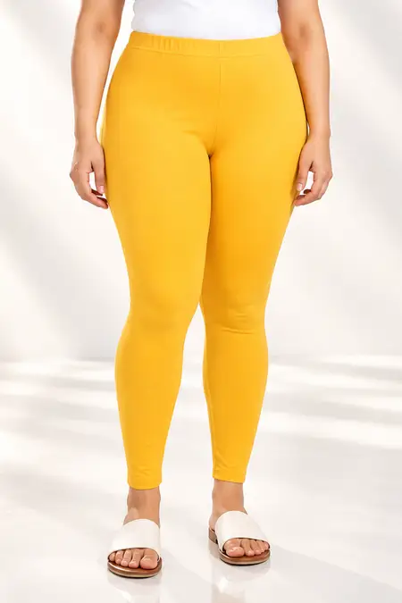 Cotton Stretchable Ankle Length Plus Size Leggings for Women - Plus Size CLW00521YEL3XL