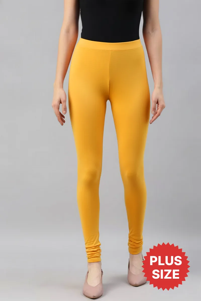 Cotton Stretchable Churidar Leggings for Women CLW00522YEL3XL