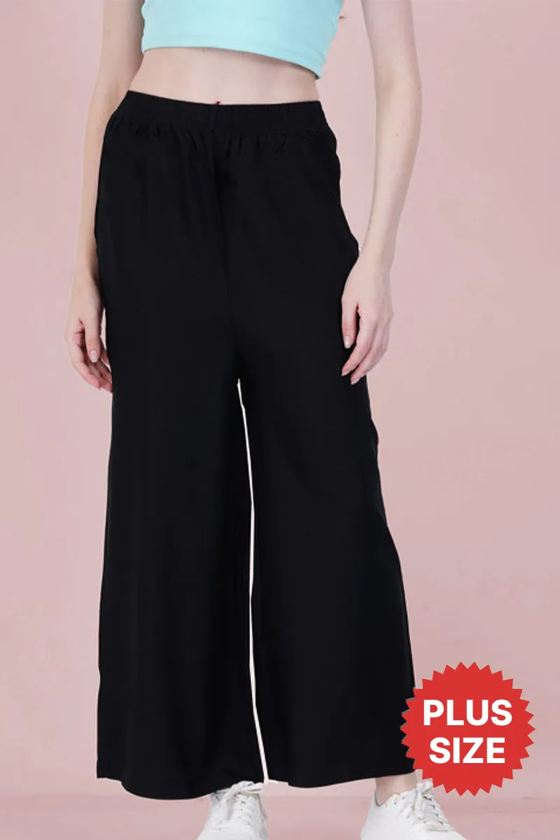 Rayon Solid Plus Size Palazo for Women CLW00523BLA23XL