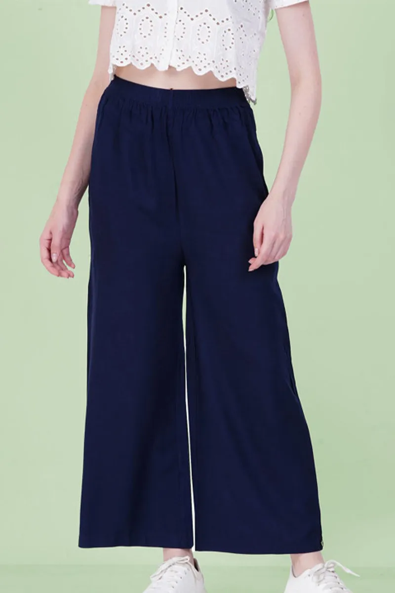 Rayon Solid Palazo for Women CLW00523NAVBLUSM