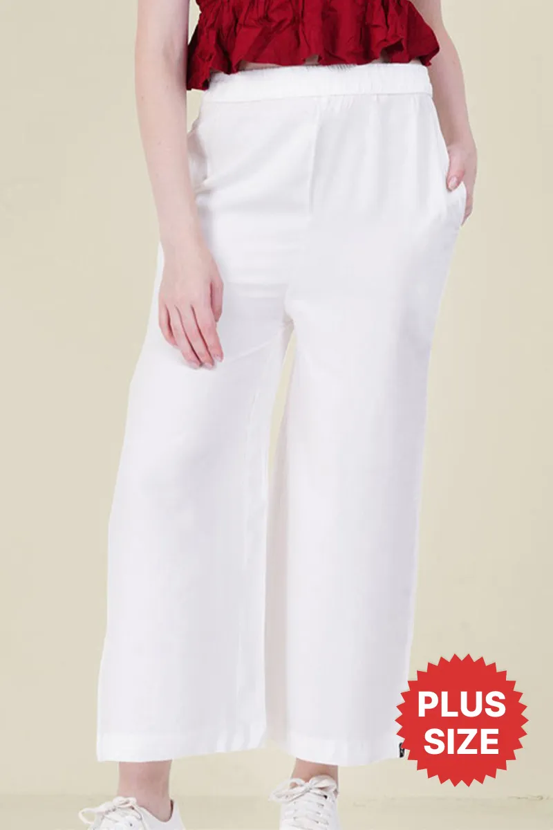 Rayon Solid Plus Size Palazo for Women CLW00523WHI23XL