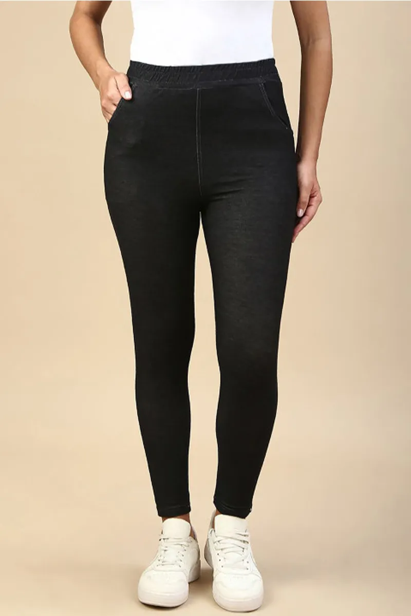 Denim Solid Jeggings for Women