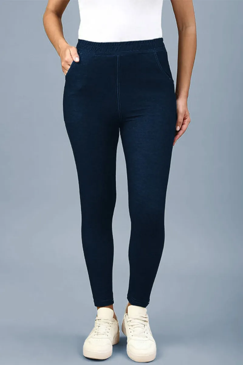 Denim Solid Jeggings for Women