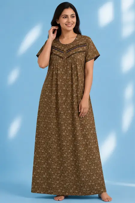 Cotton Floral Printed Nighty for Women