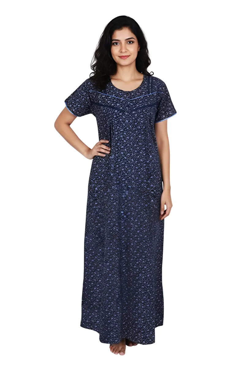 Cotton Floral Printed Nighty for Women CLW00528BLUL