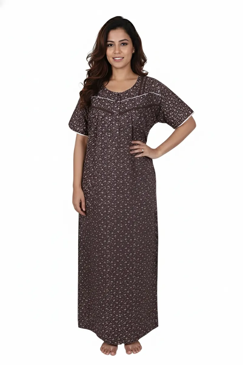 Cotton Floral Printed Nighty for Women