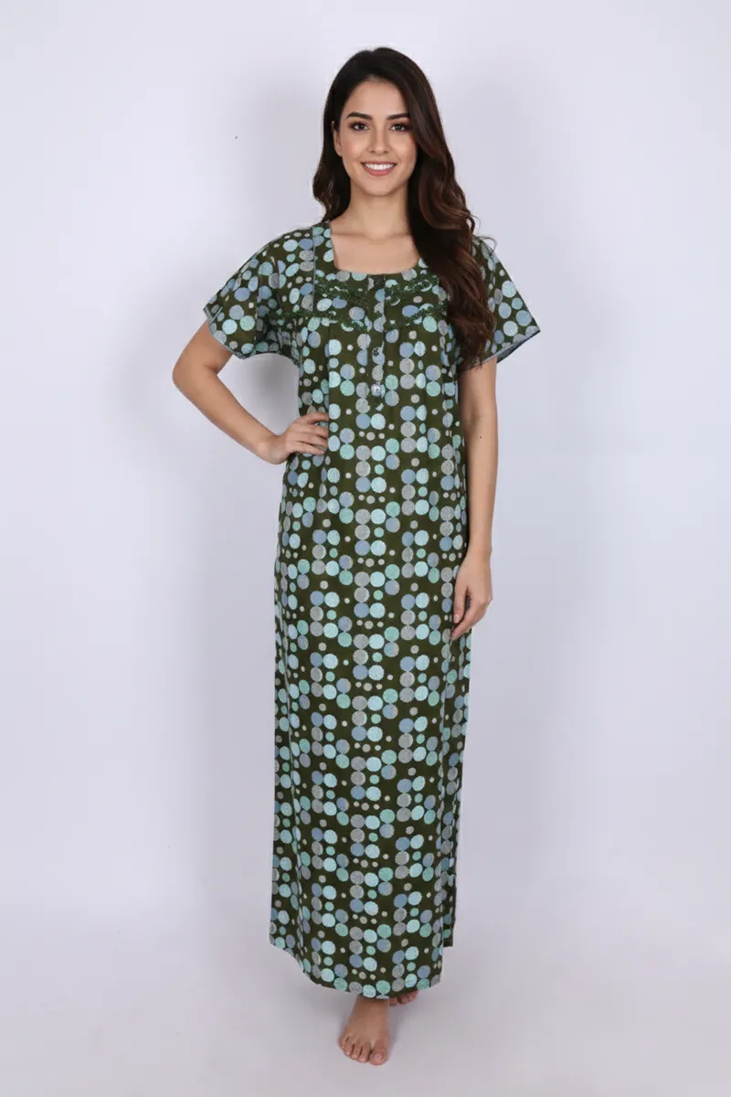 Cotton Polka Dot Printed Nighty for Women