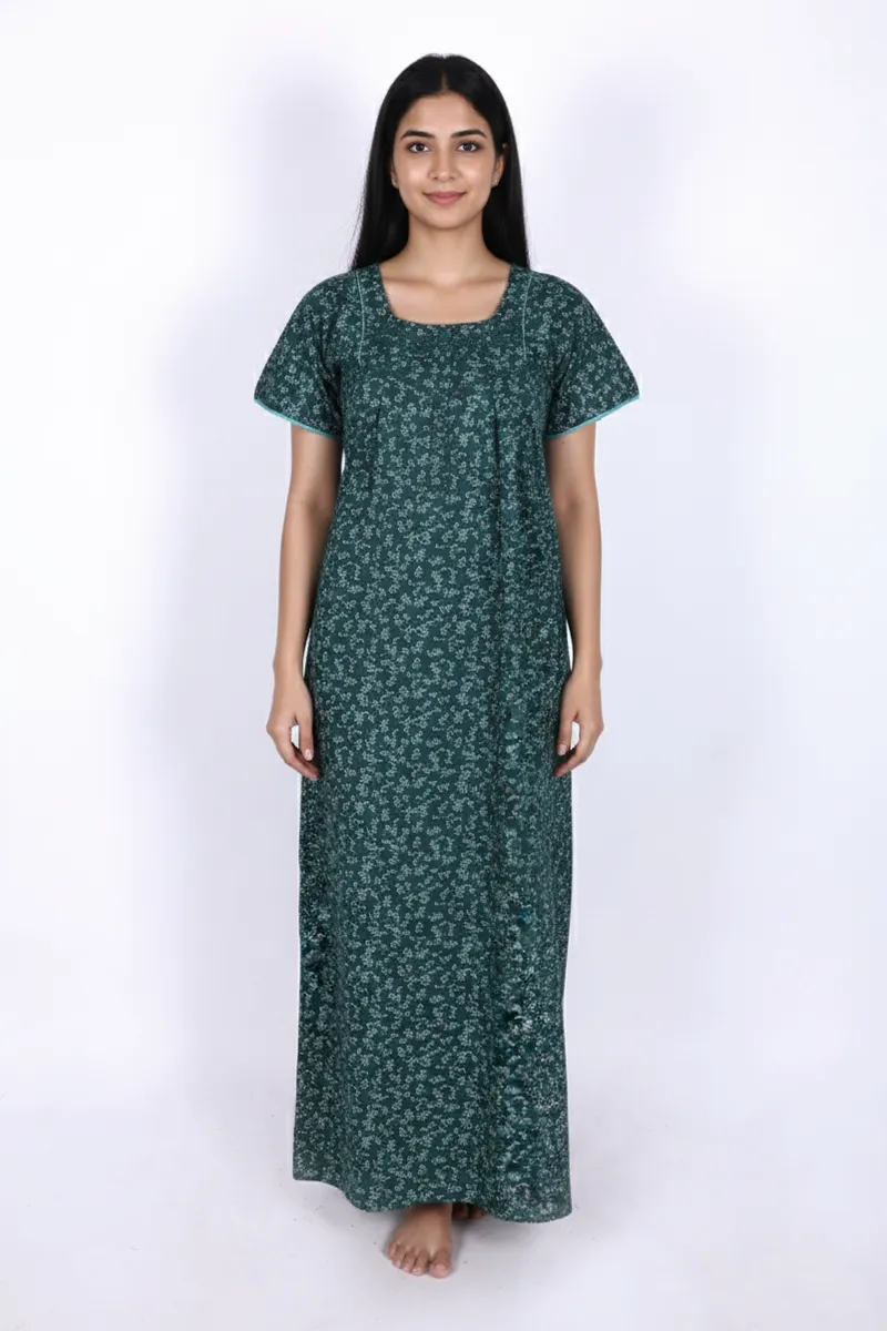 Cotton Floral Printed Nighty for Women