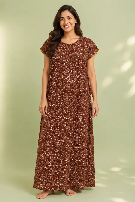 Cotton Polka Dot Printed Nighty for Women