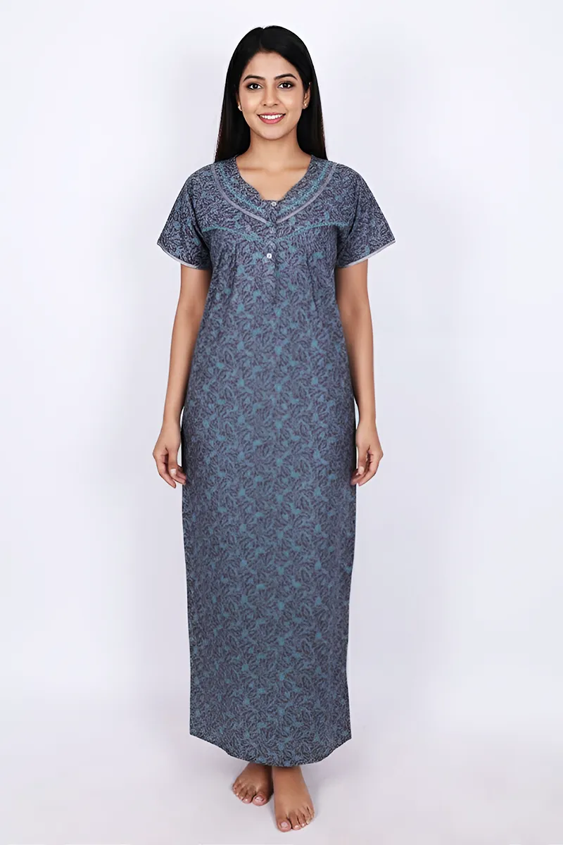 Cotton Botanical Printed Nighty for Women CLW00534GREL