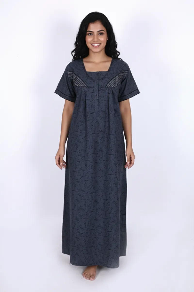 Cotton Botanical Printed Nighty for Women CLW00539GRE2XXL