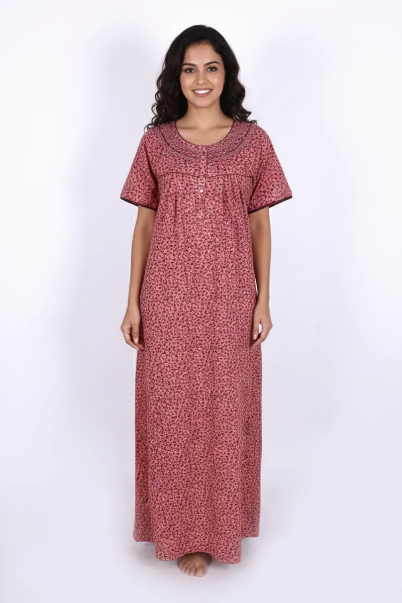 Cotton Floral Printed Nighty for Women