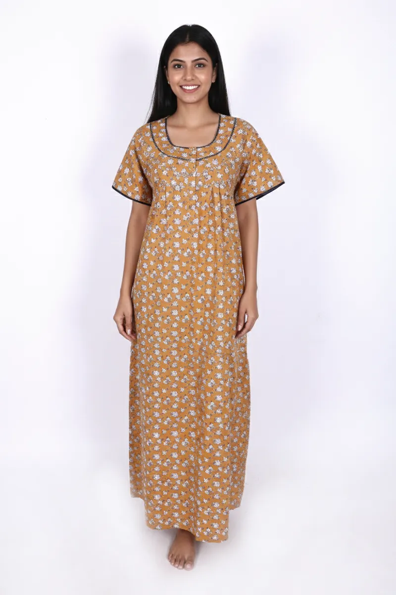 Cotton Floral Printed Nighty for Women CLW00546MUS3XL