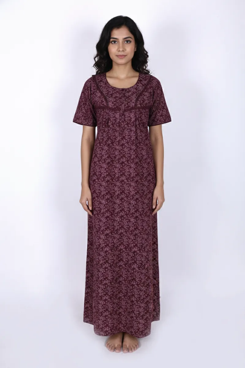 Cotton Floral Printed Nighty for Women