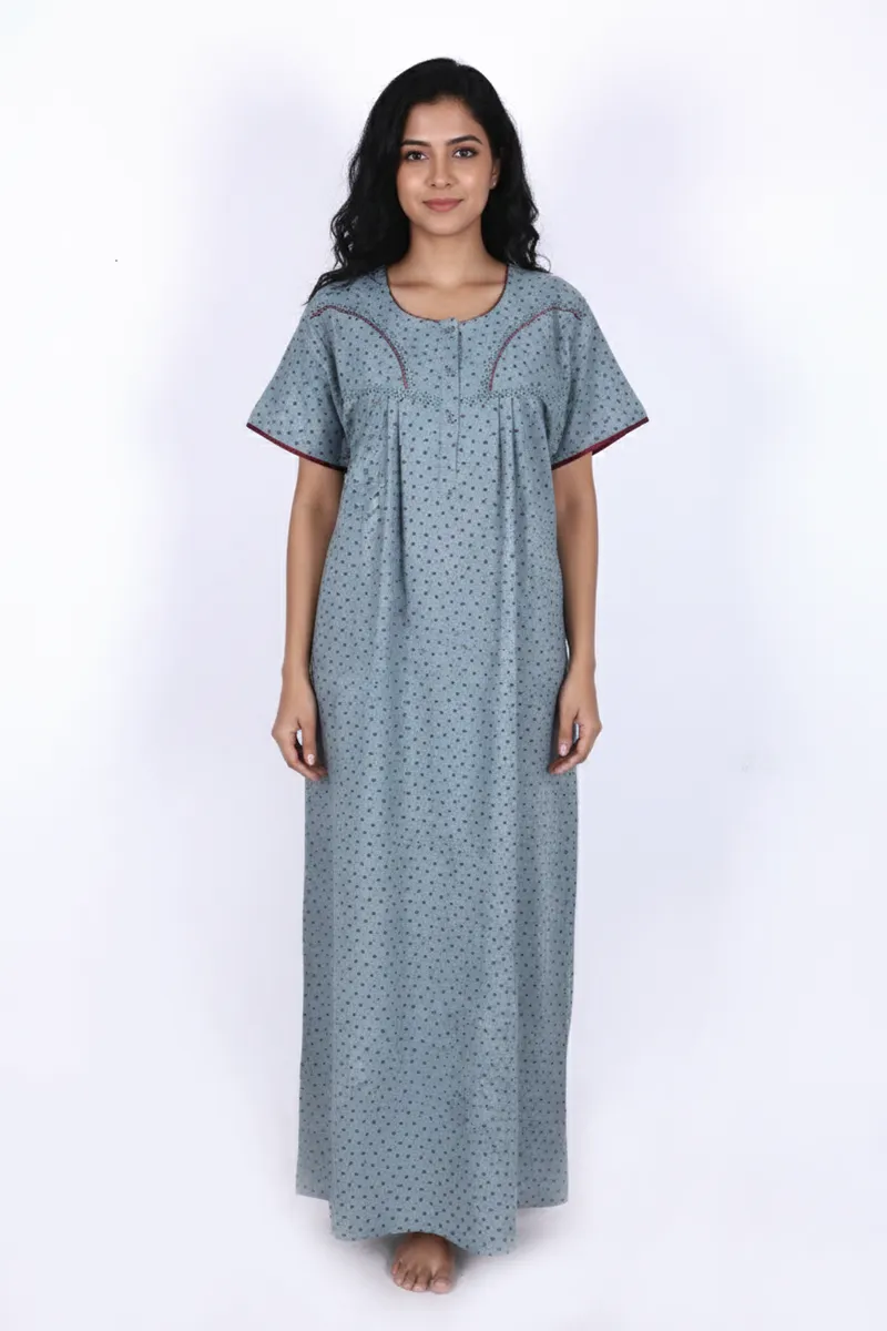 Cotton Floral Printed Nighty for Women CLW00551GRE23XL
