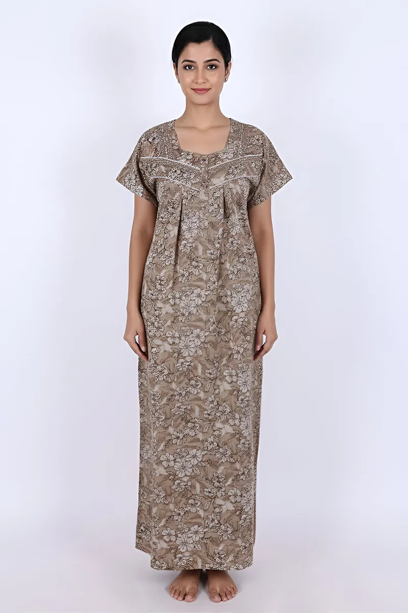 Cotton Floral Printed Nighty for Women