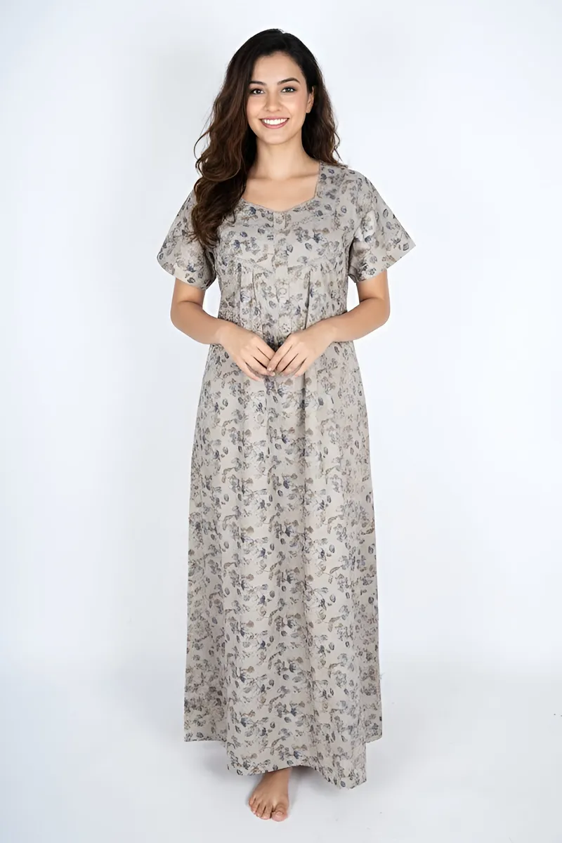 Cotton Floral Printed Feeding Nighty for Women CLW00559BROL