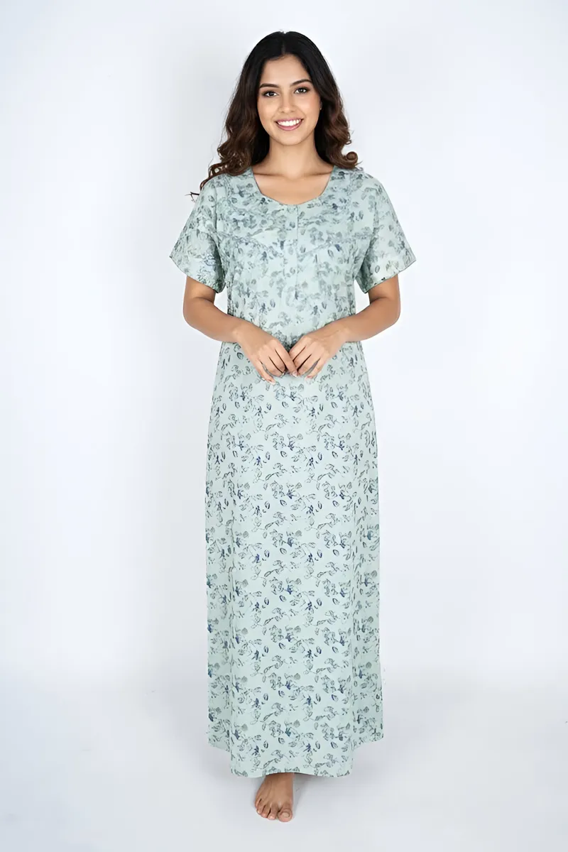 Cotton Floral Printed Feeding Nighty for Women CLW00559GREL
