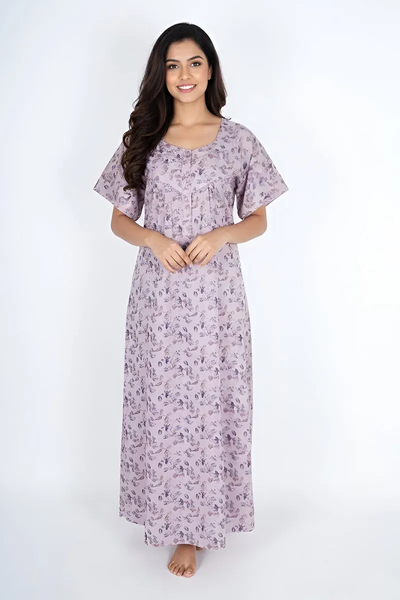 Cotton Floral Printed Feeding Nighty for Women CLW00559MAUXXL