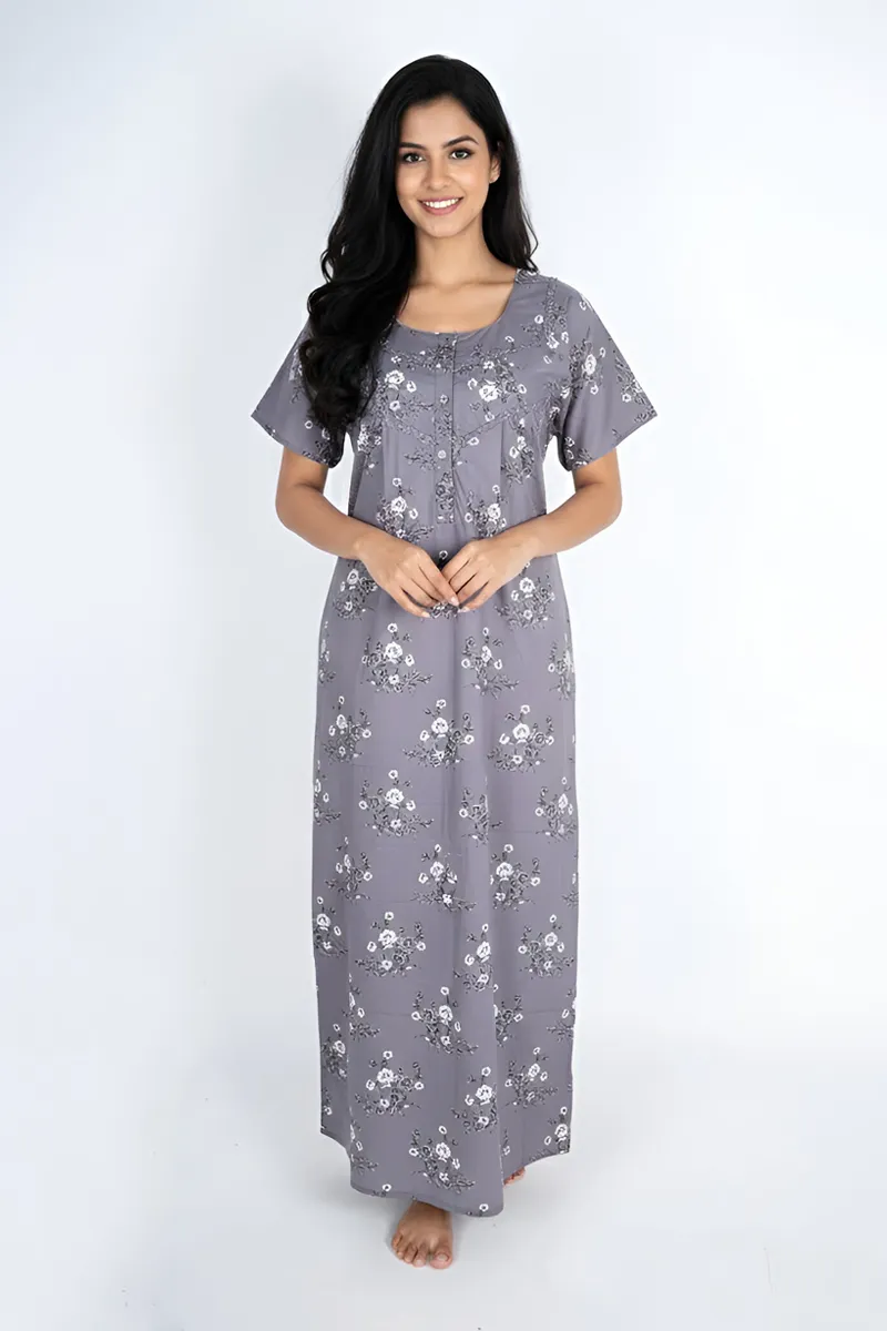 Cotton Floral Printed Feeding Nighty for Women CLW00562GRE2XL