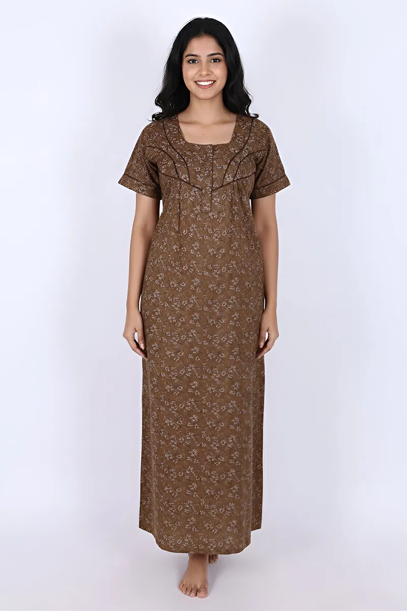 Cotton Floral Printed Nighty for Women