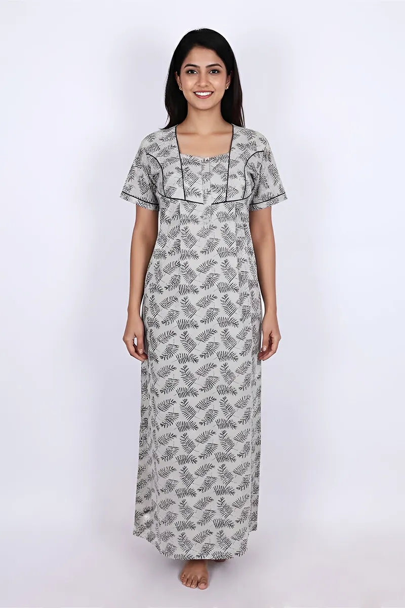 Cotton Botanical Printed Nighty for Women