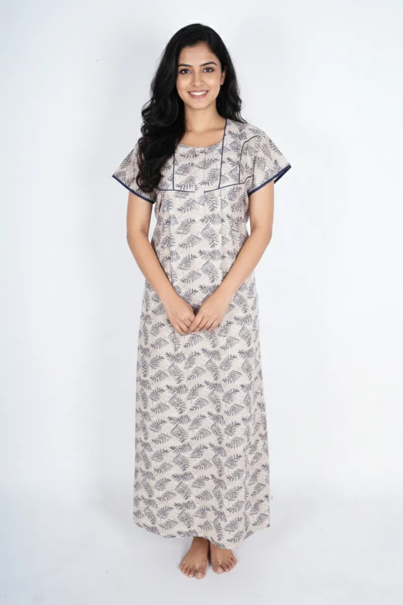 Cotton Botanical Printed Nighty for Women
