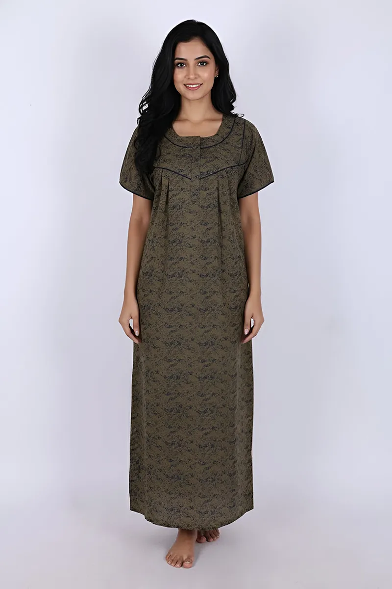 Cotton Floral Printed Nighty for Women CLW00570OLIL
