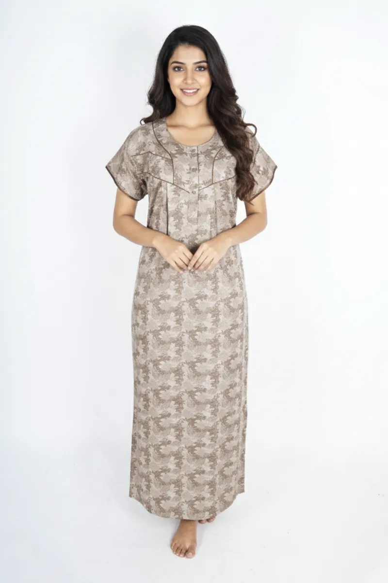 Cotton Botanical Printed Nighty for Women