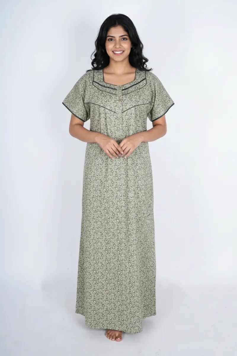 Cotton Floral Printed Nighty for Women