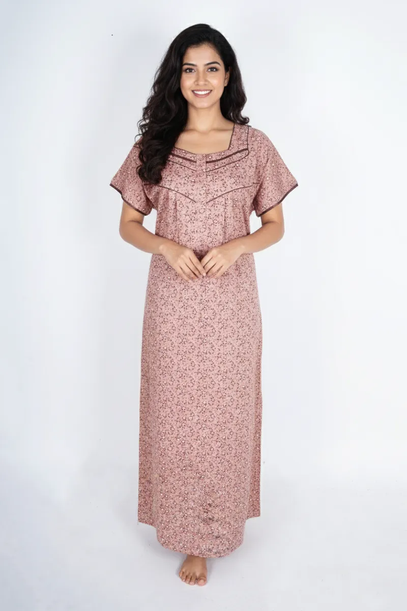 Cotton Floral Printed Nighty for Women CLW00572PEAXXL
