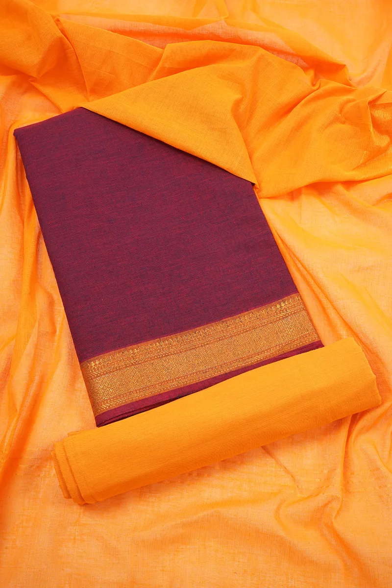 Poly Cotton Solid with Woven Design Unstitched Dress Material for Women 