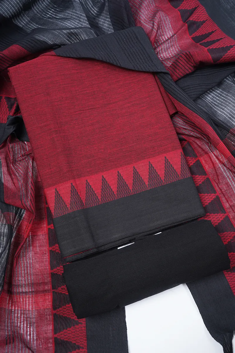 Poly Cotton Solid with Woven Design Unstitched Dress Material for Women 