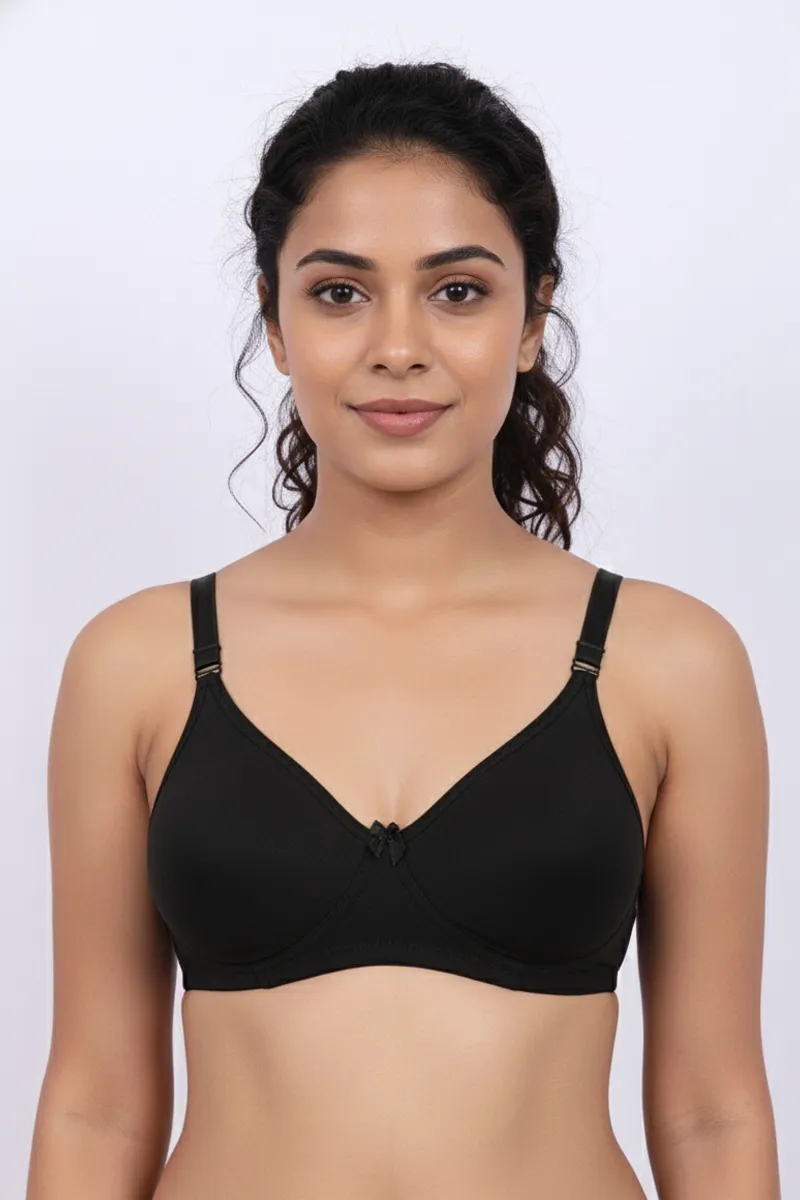 Nysini Cotton Solid Encircled Full Coverage Non- Padded Bra for Women  CLW00597BLA34C