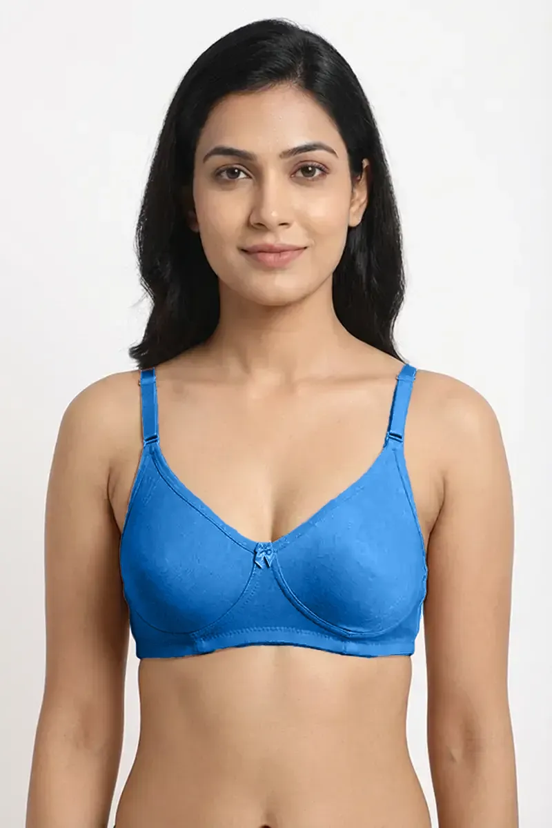 Nysini Cotton Solid Encircled Full Coverage Non- Padded Bra for Women  