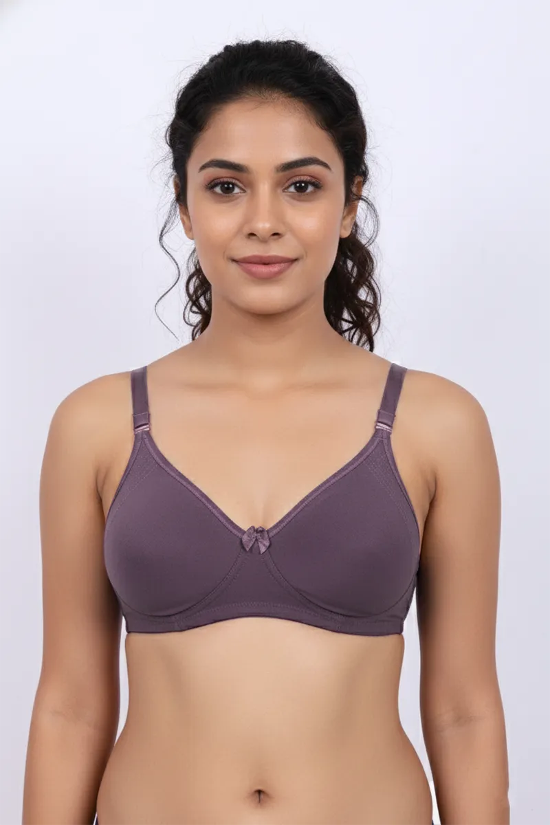 Nysini Cotton Solid Encircled Full Coverage Non- Padded Bra for Women  CLW00597LIGASH44D