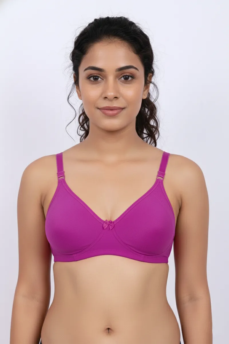 Nysini Cotton Solid Encircled Full Coverage Non- Padded Bra for Women  CLW00597RANPIN34C