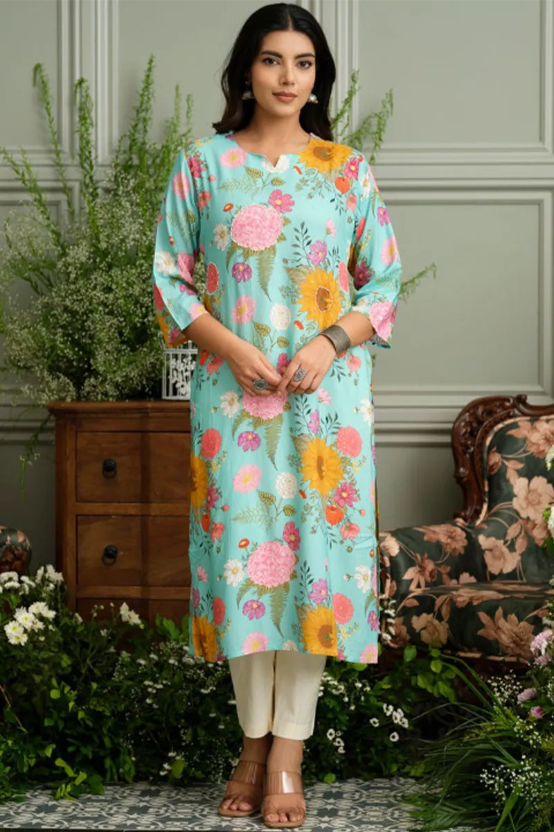 Viscose Rayon Floral Printed Kurti for Women