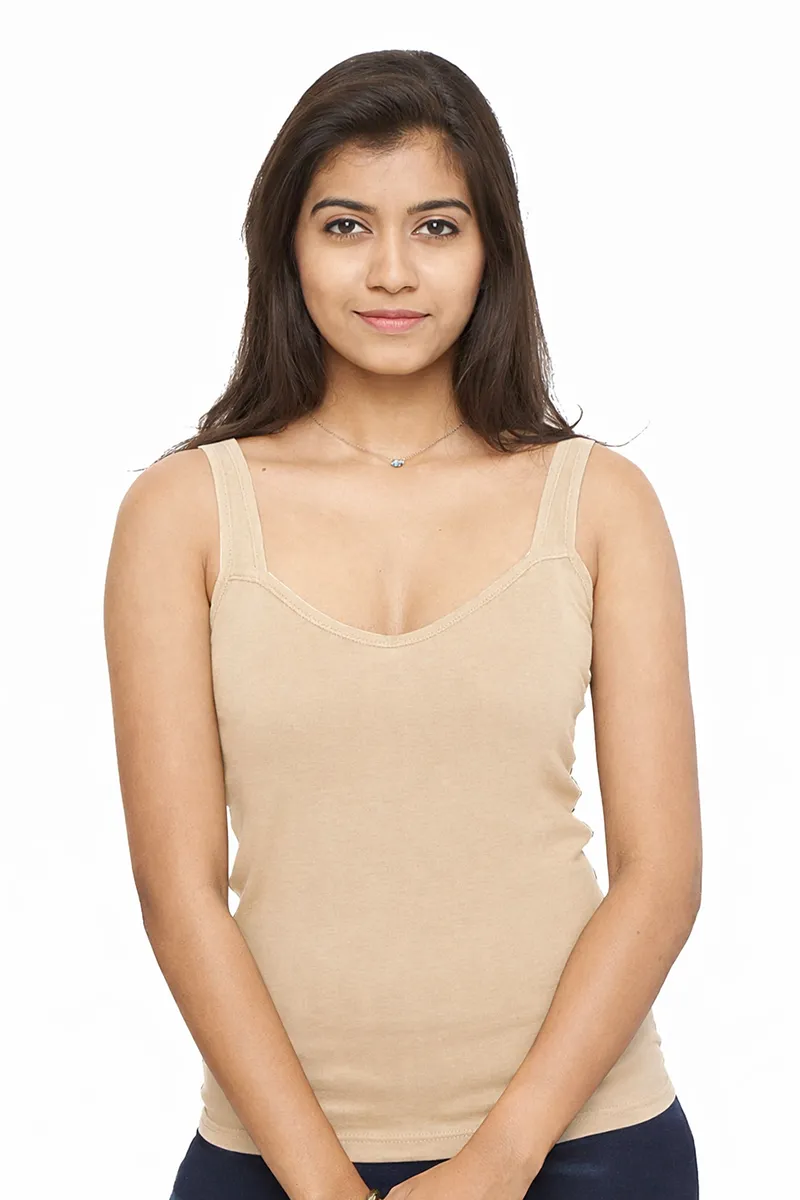 Cotton Solid Camisole for WomenCLW00612BEI80