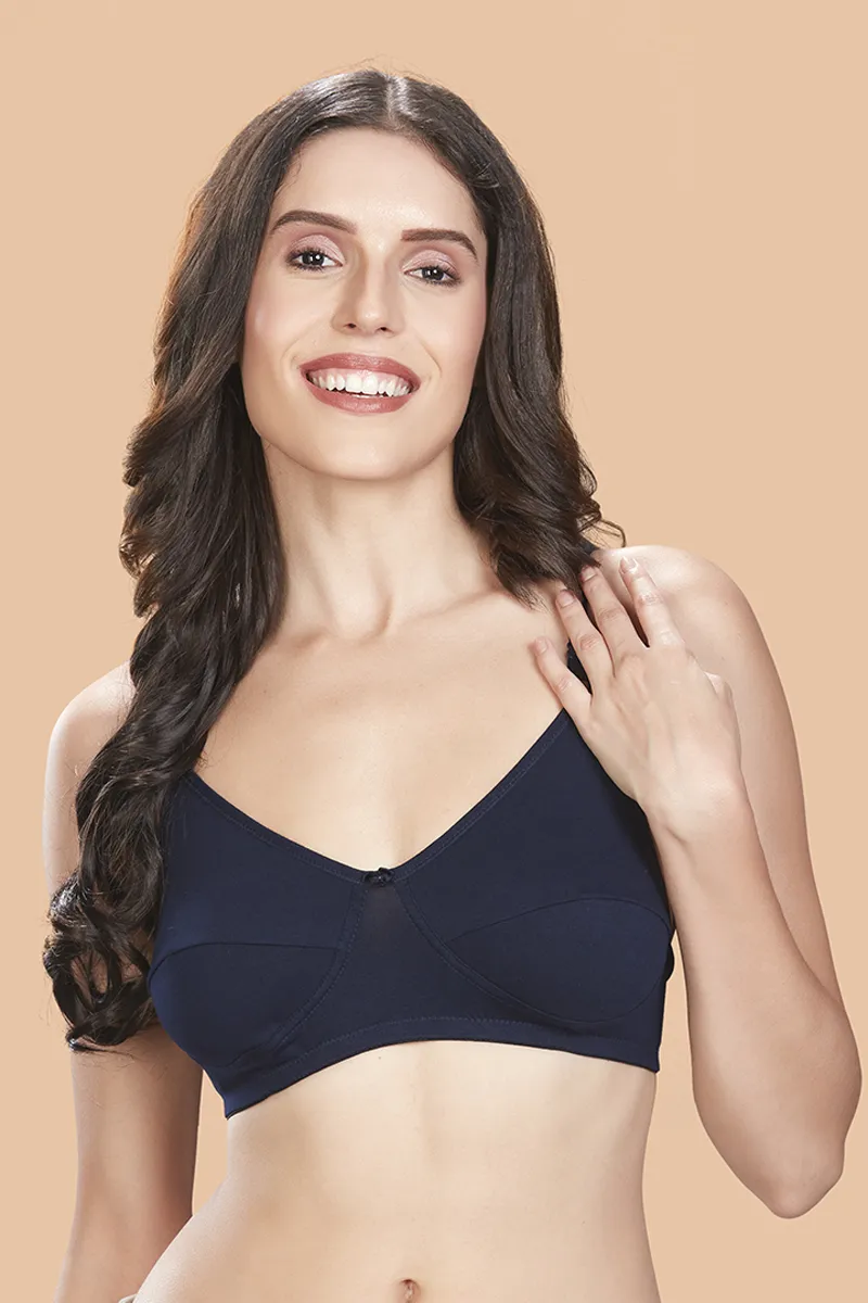 Poomex Cotton Non Padded Bra for Women CLW00613NAV38B