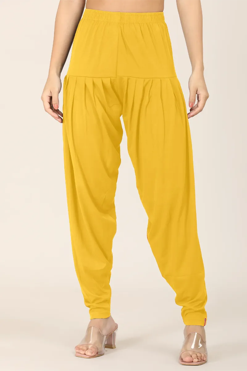 Cotton Blend Solid Patiala Pant for Women CLW00617YELL