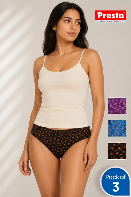Cotton Printed Panties for Women - Pack of 3 (Assorted Design)