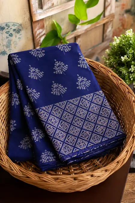 Synthetic Printed Saree with Unstitched Blouse for Women CLW00642BLUFRESIZ