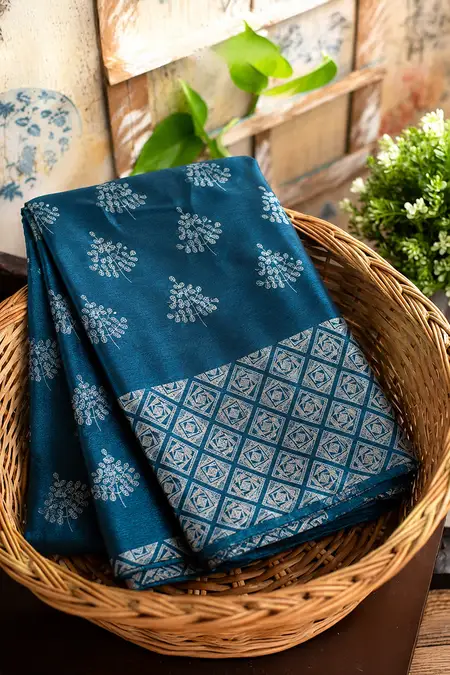 Synthetic Printed Saree with Unstitched Blouse for Women CLW00642GREFRESIZ